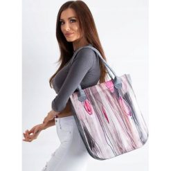 Torebka shopper bag Lorenti City Tulipany 061 - Szary. Szare torby damskie na zakupy LORENTI. Za 89,99 zł.