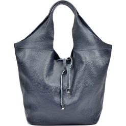 Shopper bag damskie: Skórzana torebka w kolorze granatowym – (S)30 x (W)45 x (G)16 cm