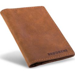 Portfele męskie: Skórzany portfel SLIM wallet BRODRENE jasny brąz