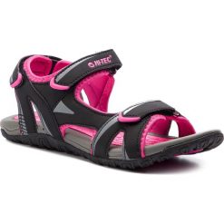 Sandały HI-TEC - Caline Wo's AVS-SS19-HT-01-Q2 Black/Dark Grey/Fuchsia. Czarne klapki damskie marki Hi-tec, bez wzorów, ze skóry ekologicznej, bez obcasa. Za 199,99 zł.