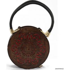 Torebka okrągła z drewna prezent dla niej. Torebki klasyczne damskie Pakamera, bez wzorów, ze skóry, eleganckie, na ramię, bez dodatków. Za 399,00 zł.