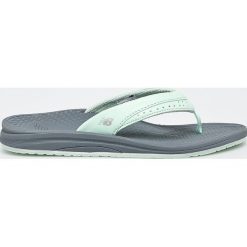New Balance - Japonki W6086MNT. Zielone klapki damskie New Balance, bez wzorów, ze skóry, bez obcasa. W wyprzedaży za 89,90 zł.