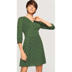 Sukienka w groszki - Khaki. Brązowe sukienki Reserved, w grochy. Za 89,99 zł.