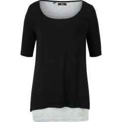 T-shirt 2 w 1 "kryjący krągłości" bonprix czarno-jasnoszary melanż. Czarne t-shirty damskie bonprix, melanż. Za 74,99 zł.