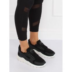 Buty sportowe czarne LAZARO. Czarne buty sportowe damskie FunKee.pl, bez wzorów, z tkaniny, bez obcasa, na szpilce. Za 95,39 zł.