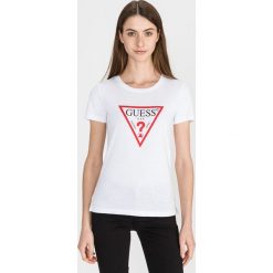 Guess Basic Koszulka Biały. Białe koszulki damskie Guess, s, z nadrukiem, z bawełny, bez kołnierzyka. Za 130,95 zł.