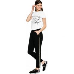 Spodnie z cekinowymi lampasami L'AF BAILI. Czarne spodnie damskie L’AF, s, bez wzorów, z tkaniny, eleganckie. Za 349,00 zł.