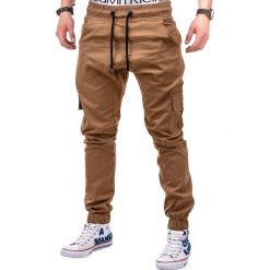 SPODNIE MĘSKIE JOGGERY P333 - RUDE. Czerwone joggery męskie marki Ombre Clothing, s. Za 89,00 zł.