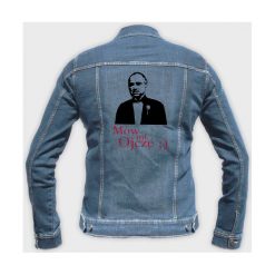Kurtka jeansowa męska Mów mi ojcze. Kurtki męskie MegaKoszulki, na wiosnę, m, z nadrukiem, z jeansu, eleganckie, długie, bez kaptura. Za 139,90 zł.