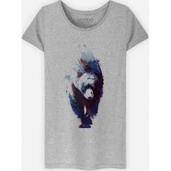 Koszulka "Blue Bear" w kolorze szarym. Szare koszulki damskie Wooop, l, bez wzorów, z bawełny, z okrągłym kołnierzem. W wyprzedaży za 56,95 zł.