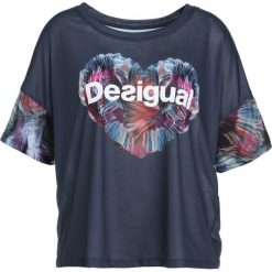Desigual Tshirt z nadrukiem petrol. Niebieskie t-shirty damskie Desigual, s, z nadrukiem, z poliesteru. Za 179,00 zł.