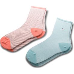 Zestaw 2 par wysokich skarpet damskich TOMMY HILFIGER - 383001001 Coral Combo 626. Pomarańczowe skarpetki damskie z elastanu. Za 49,99 zł.