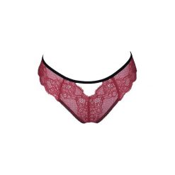 Stringi Red. Czerwone stringi damskie DueLune, m, w koronkowe wzory, z koronki. Za 69,00 zł.