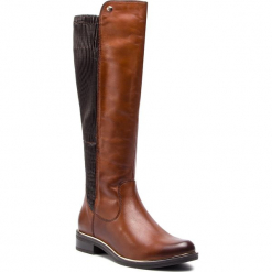 Oficerki CAPRICE - 9-25515-21 Cognac Nappa 303. Brązowe buty zimowe damskie Caprice, z materiału, na obcasie. W wyprzedaży za 379,00 zł.