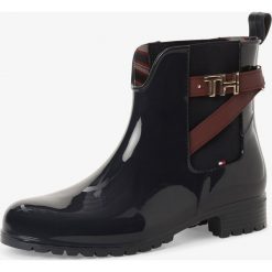 Tommy Hilfiger - Damskie botki, niebieski. Niebieskie botki damskie TOMMY HILFIGER, bez obcasa, bez zapięcia. Za 279,95 zł.