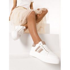 Biało-Szampańskie Sneakersy Aranorin. Białe sneakersy damskie Born2be. Za 89,99 zł.
