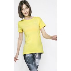 Under Armour - Top. Żółte topy damskie marki Under Armour, s, z elastanu, z okrągłym kołnierzem. W wyprzedaży za 99,90 zł.