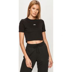 Vans - T-shirt. Czarne bluzki damskie Vans, s, z aplikacjami, z bawełny, casualowe, z okrągłym kołnierzem, z krótkim rękawem. Za 119,90 zł.