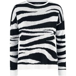 Outer Vision Zoe Zebra Jaquard Sweater Sweter damski czarny/biały. Czarne swetry klasyczne damskie marki Outer Vision, l, z motywem zwierzęcym, z dzianiny, z okrągłym kołnierzem. Za 79,90 zł.