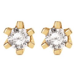 Piękne Kolczyki Złote - złoto żółte 585, Brylant 0,30ct. Żółte kolczyki damskie W.KRUK, z brylantem, złote. Za 3890,00 zł.