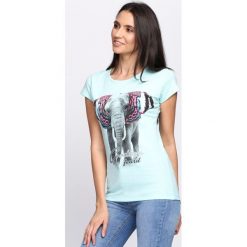 Bluzki damskie: Miętowy T-shirt Baby Elephant