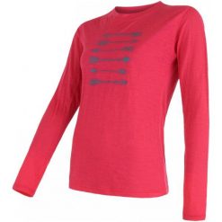 Sensor Koszulka Merino Wool Arrows Magenta L. Różowe bluzki sportowe damskie marki Sensor, l, z wełny, z długim rękawem, outdoorowe. Za 215,00 zł.