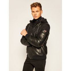 Kurtka skórzana Guess Mixed Bomber M0YL56 WD330. Czarne kurtki męskie Guess, m, z aplikacjami, bez kaptura. Za 789,00 zł.
