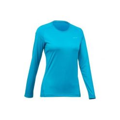 Koszulka turystyczna z długim rękawem MH100 damska. Niebieskie t-shirty damskie marki QUECHUA, m, z elastanu. Za 29,99 zł.