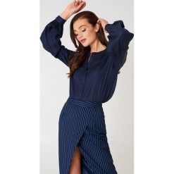 Bluzki asymetryczne: Rut&Circle Bluzka z bufiastymi rękawami Tina - Blue,Navy