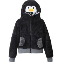 Bluza dziewczęca z polaru z motywem zwierzątka bonprix czarny Pingwin. Czarne bluzy dziewczęce bonprix, z aplikacjami, z poliesteru, bez rękawów, bez kaptura. Za 99,99 zł.