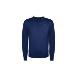 Swetry Roberto Cavalli ESM602 MQ030 / Paricolo doppio. Niebieskie swetry męskie Roberto Cavalli, xxl, bez wzorów, bez kołnierzyka, bez kaptura. Za 299,00 zł.