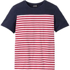 T-shirt Slim Fit bonprix biały w paski. Białe t-shirty męskie bonprix, xxl, w paski. Za 34,99 zł.