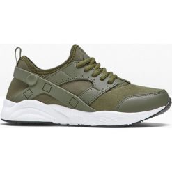 Sneakersy bonprix ciemnozielony. Zielone buty sportowe damskie bonprix, z materiału. Za 99,99 zł.