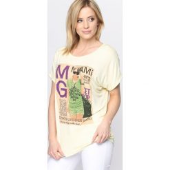Jasnożółty T-shirt Solitary. Żółte bluzki damskie marki Born2be, uniwersalny. Za 9,99 zł.