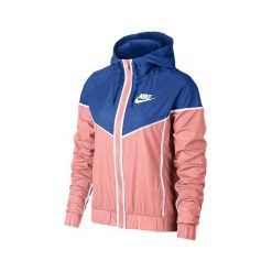 Nike W NSW WR JKT EXT, 10 | INNE SPORTY NSW | KOBIETY | KURTKA | BIELONY KORALOWY / GRY ROYAL / WHIT | 1x. Pomarańczowe płaszcze damskie Nike, bez wzorów, z kapturem. W wyprzedaży za 252,18 zł.