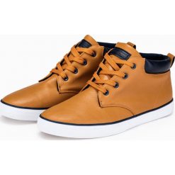 Buty męskie trampki T307 - rude. Czerwone trampki męskie Ombre Clothing, bez wzorów, z jeansu, bez zapięcia. Za 59,00 zł.