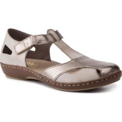 Sandały RIEKER - 45864-90 Metallic. Brązowe klapki damskie Rieker, bez wzorów, ze skóry, bez obcasa. W wyprzedaży za 199,00 zł.