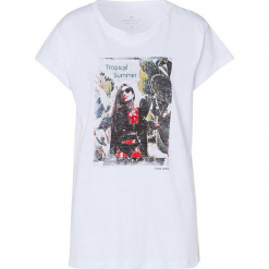 Koszulka w kolorze białym. Białe t-shirty damskie marki Cross Jeans, m, z nadrukiem, z bawełny, z okrągłym kołnierzem. W wyprzedaży za 36,95 zł.