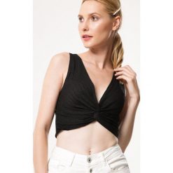 Czarny Top Nation. Czarne bluzki damskie Born2be, s, bez wzorów, z dzianiny, bez kołnierzyka. Za 34,99 zł.