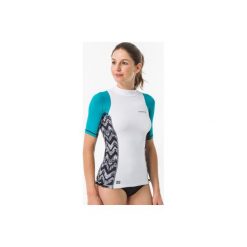 TOP UV surfing krótki rękaw 500 damski. Białe topy damskie OLAIAN, m, bez wzorów, z elastanu, bez kołnierzyka. Za 39,99 zł.