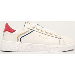 Pepe Jeans - Buty skórzane Roxy Arch. Białe buty sportowe damskie Pepe Jeans, bez wzorów, z jeansu, sportowe. W wyprzedaży za 269,90 zł.