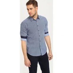 KOSZULA DŁUGI RĘKAW MĘSKA SLIM FIT. Czerwone koszule męskie Top Secret, m, bez wzorów, eleganckie, bez kołnierzyka, z długim rękawem. W wyprzedaży za 39,99 zł.