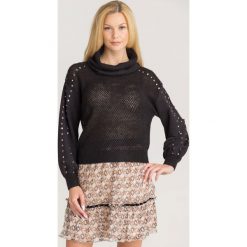 SWETER Liu Jo. Czarne swetry damskie Liu Jo, s, z aplikacjami, z dzianiny, bez rękawów, bez kaptura. Za 989,00 zł.