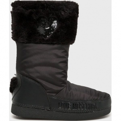 Love Moschino - Śniegowce. Czarne śniegowce damskie Love Moschino, z materiału. Za 679,90 zł.