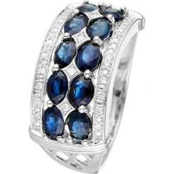 Złoty pierścionek z diamentami i szafirami. Szare pierścionki damskie Diamond & Co, z szafirem, złote. W wyprzedaży za 1319,95 zł.