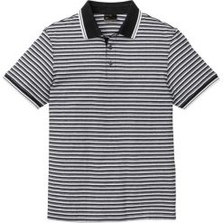 Shirt polo w paski bonprix czarno-biały w paski. Czarne koszulki męskie bonprix, s, w paski, bez rękawów. Za 32,99 zł.