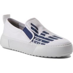 Tenisówki EA7 EMPORIO ARMANI - 288047 8P299 00010 White. Białe półbuty damskie marki EA7 Emporio Armani, bez wzorów, z gumy, bez zapięcia. W wyprzedaży za 399,00 zł.