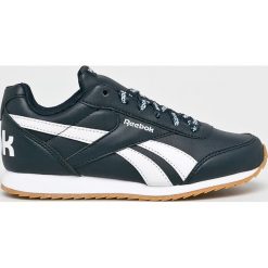 Reebok Classic - Buty dziecięce Royal Cjog. Niebieskie trampki chłopięce Reebok Classic, bez wzorów, z gumy, sportowe, z okrągłym noskiem, na sznurówki. W wyprzedaży za 89,90 zł.