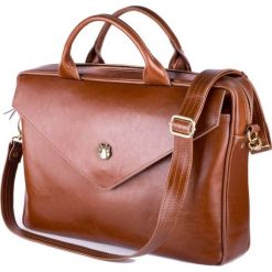 Skórzana torba aktówka damska na laptopa FELICE brązowa - Brązowy Vintage. Pomarańczowe aktówki damskie Felice, z bawełny, vintage. Za 499,99 zł.