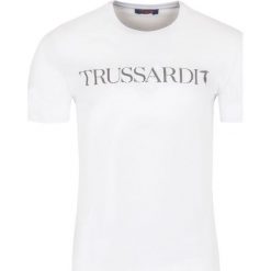 T-shirt Trussardi Jeans. Czarne koszulki męskie xl, bez wzorów, z jeansu, z włoskim kołnierzykiem. Za 279,00 zł.